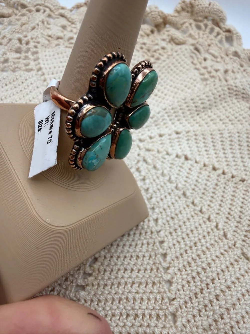 NWT Artisan Statement Mohave Turquoise  Cluster BIPASS Ring Copper Adj Southwest